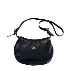 Vtg Y2K Etienne Aigner Black Leather Adjustable Strap Shoulder Bag